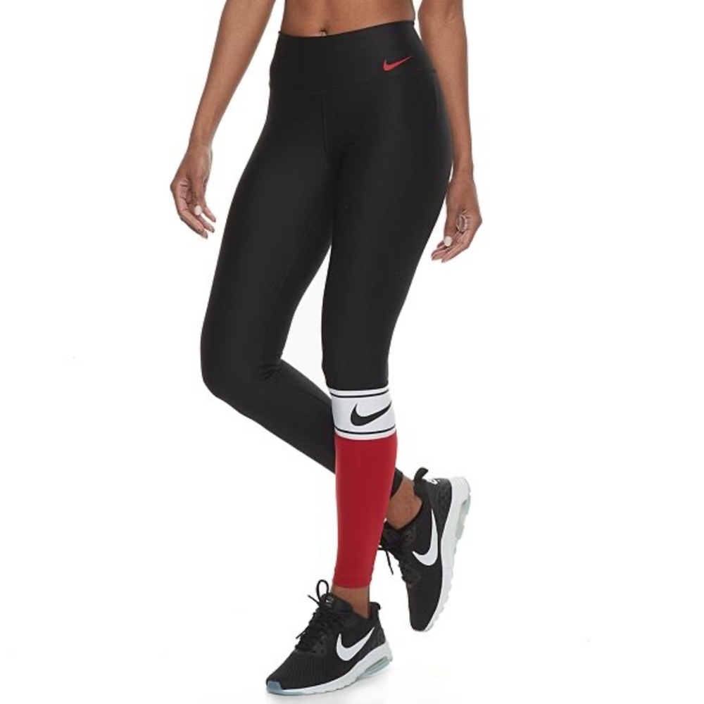 Women's Nike Colorblock Power Training Tight - SZ XL - Red Black White